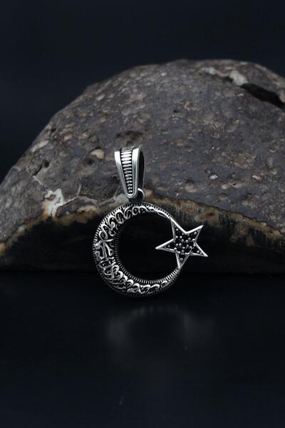 Prestige Kolye Ucu Ay Yıldızlı (AYYILDIZLI) Kelime-i Tevhid Yazlı Mikro taş S...