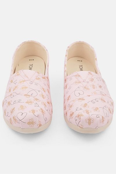 Toms Women Slip On Foil Bee Mine Print Flat Shoes, Pink
