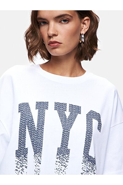 Ltb Λευκό υπερμεγέθη μπλουζάκι με στάμπα