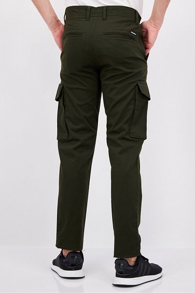 Threadbare Men Solid Stretchable Cargo Pants, Forest Green