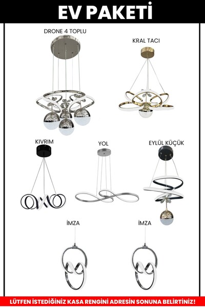 RSCOLLECTIONS 8500 Tl Ev Paketi (7 Parça Avizeden Oluşan Muhteşem Ev Aydınlatma Seti )