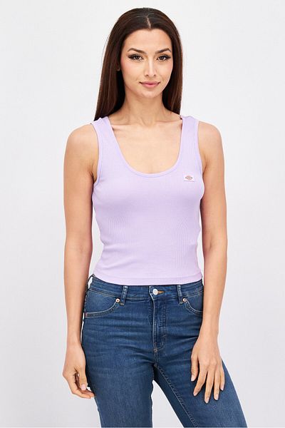 Dickies Women Scoop Neck Sleeveless Ribbed Top, Purple