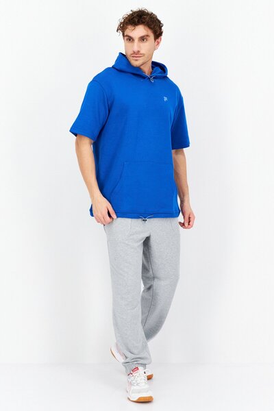 Fila Men Sportswear Fit Hood With Drawstring Short Sleeve Outdoor Hoodies, Blue