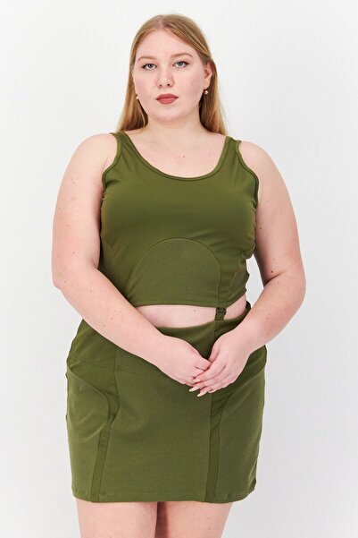 Adidas Originals Women Plus Size Fit Sportswear Dress, Olive
