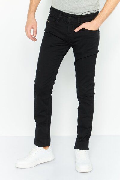 Diesel Men Sleenker Skinny Slim Fit Plain Stretchable Jeans, Black
