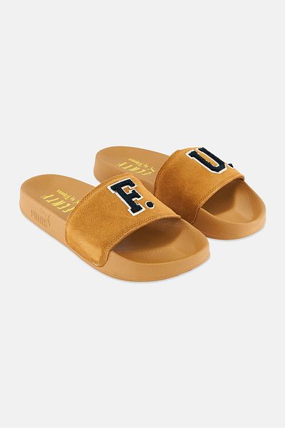 Puma Kid Girl X Fenty Leadcat Fenty Slides Slippers, Golden Brown And Scarab