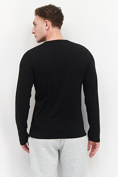 French Connection Men Crew Neck Long Sleeve Brand logo T-Shirt, Black