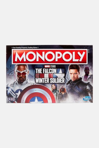 Monopoly لعبة بطاقات Marvel The Falcon The Winter Soldier، مجموعة باللون الأسود