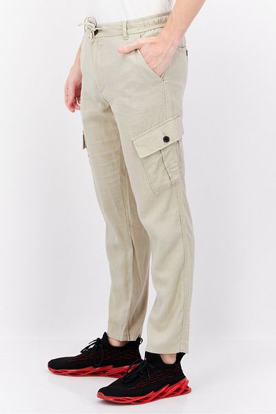 Threadbare Men Regular Fit Solid Drawstring Pants, Beige
