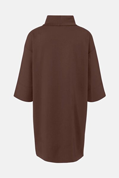 Tchibo Women Cowl Neck Plain Sweatshirt Dress, Dark Brown