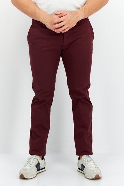 Trussardi Jeans Men Regular Fit Solid Chino Pant, Maroon