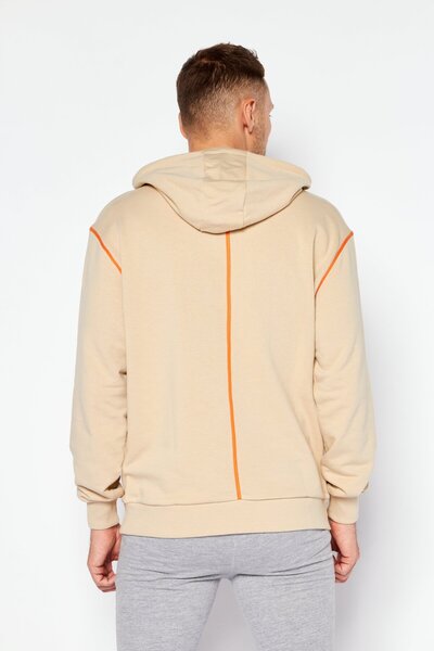 Fila Men Oversized Brand Logo Hoodies, Tan