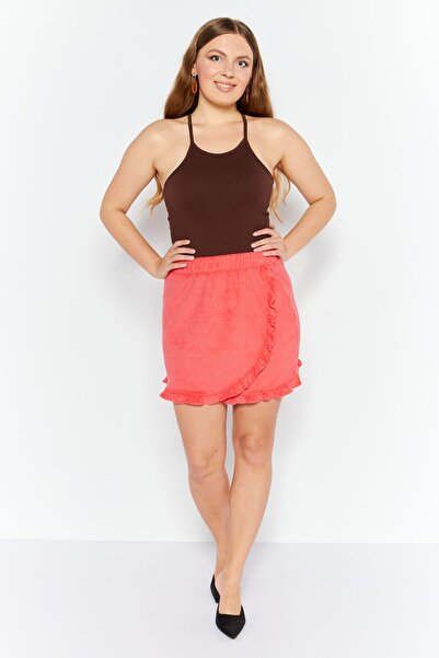 Bar III Women Textured Pull-On Mini Skirt, Red