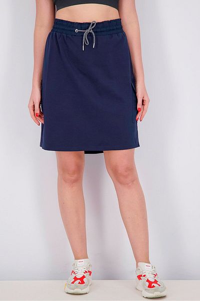 Tchibo Women Plain Cargo Pockets Midi Skirt, Navy