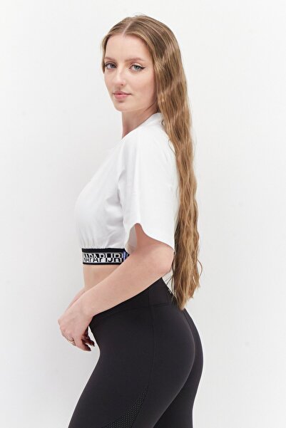 Napapijri Women Sportswear Fit Short Sleeve Running Crop Top, White