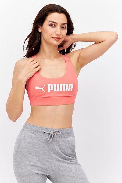 Puma Women Brand Logo Padded Sports Bra, Pink