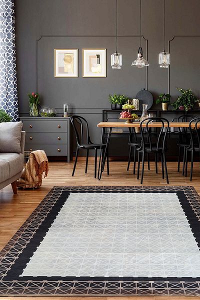 RENKLİBUTİK Modern Patterns Velvet Textured Elastic Sponge Non-Slip Washable Carpet Cover - 9 M2