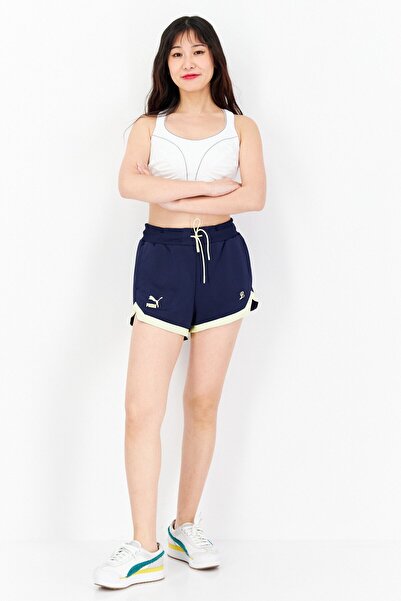 Puma Women Sportswear Fit Brand Logo Basic Shorts, Navy