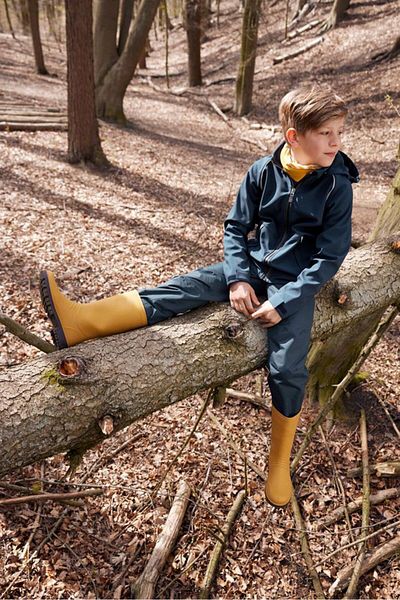 Tchibo Kids Boy Solid Elastic Waistband Rain Pants, Navy Blue