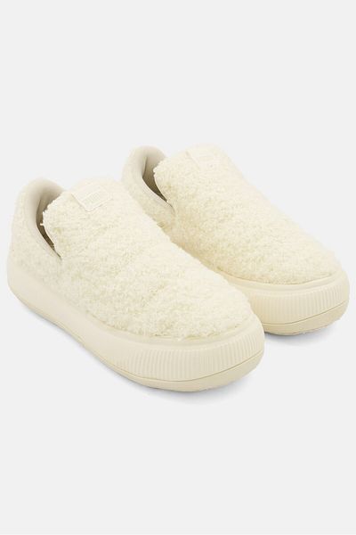 Puma Women Suede Mayu Slip On Teddy Outdoor Shoes, Off White