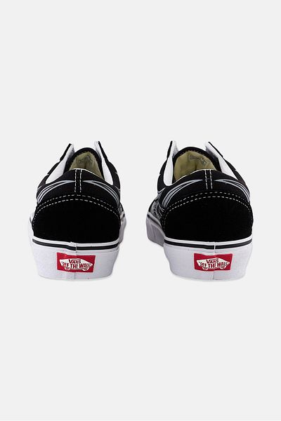 Vans Kids Boy Old Skool Flame Print Casual Shoes, Black