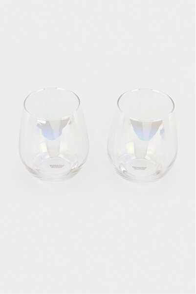 Dwell Studio 2 Pack Stemless Rainbow Glasses 22 Oz, Clear and Yellow