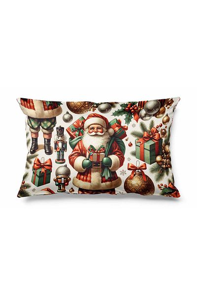 Pilloveland Santa Christmas vzorovaný oboustranný semišový polštář na Nový rok a Vánoce