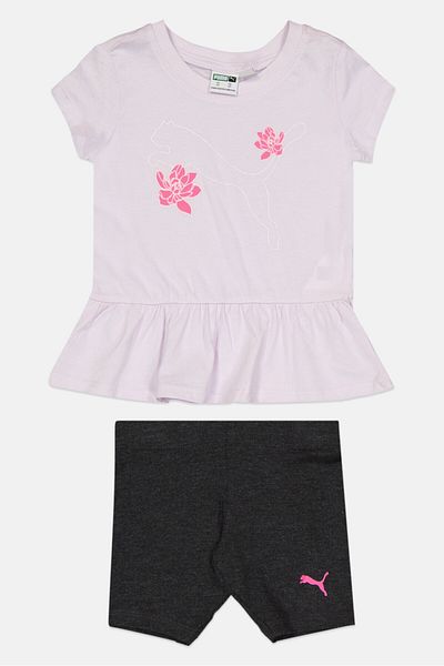 Puma Toddlers Girl 2 Pieces Brand Logo Top And Short Set, Multicolor