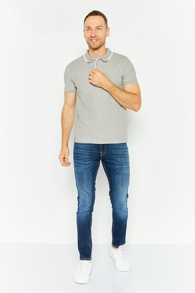 Threadbare قميص بولو رجالي بقصّة عادية وأكمام قصيرة، رمادي