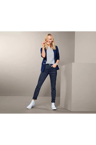 Tchibo Women Regular Fit Plain Straight Leg Jeans, Dark Blue