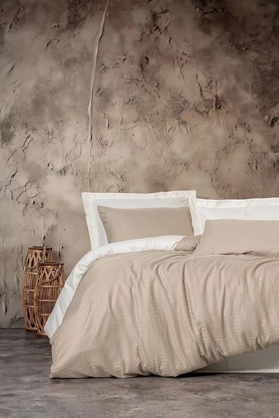 Cotton Box Σετ Παπλωματοθήκη Smart Bamboo Satin Διπλό Μπεζ