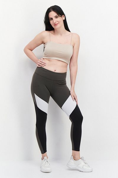 Reebok Women Sportswear Fit Colorblock Training Tights, Olive Combo