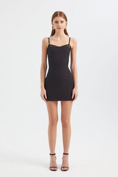 Hiccup Suitable Dress for Lace Detailed Straps Mini Body Lines