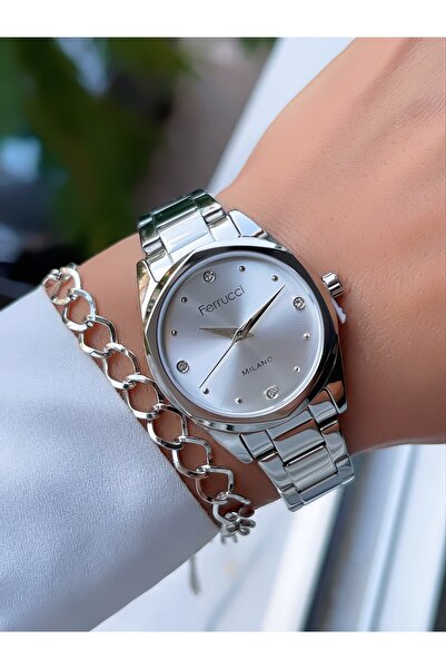 Ferrucci ÇELİK KORDON 3 ATM SU GEÇİRMEZ ÖZEL TASARIM KADIN KOL SAATİ+BİLEKLİK...