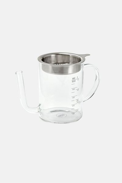 Tchibo Glass Fat Reducing Jug With Sieve 500 ml, Transparent