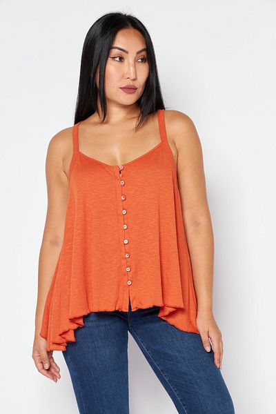 Jessica Simpson Women V Neck Sleeveless Solid Top, Orange