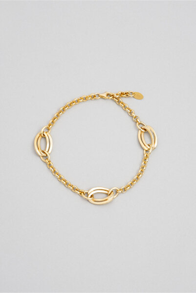 So CHIC... Beatrix 18 Ayar Sarı Altın Kaplama 19 Cm Gümüş Zincir Bileklik