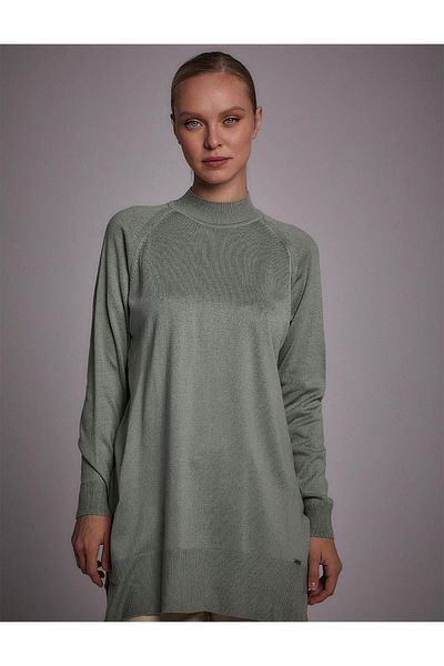 Kayra Half Turtleneck Knitwear Tunic Moss Green