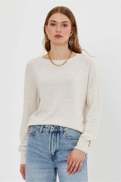 SHERIN Ecru Basic Knitwear Sweater