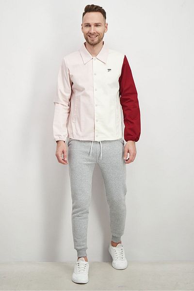 Puma Men Sportwear Fit Long Sleeve Colorblock Coach Jacket, Pink Combo