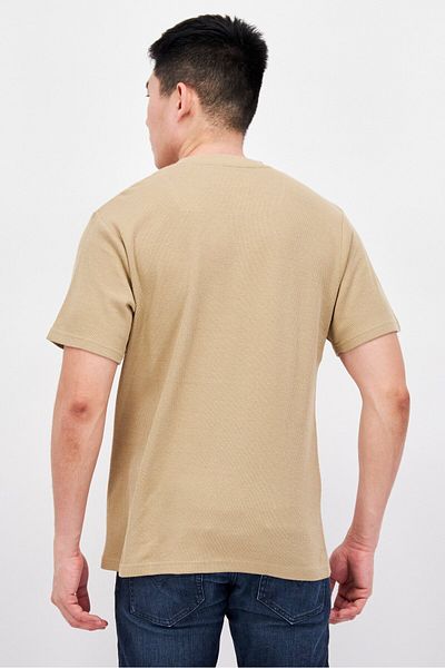 Threadbare Men Crew Neck Short Sleeve Print Solid T-shirt, Tan