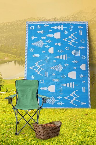KONFOR Covor Savana 8808 pentru plajă, camping, picnic, grădină – covor țesut pentru balcon și terasă, covor Savana, 90 x 180