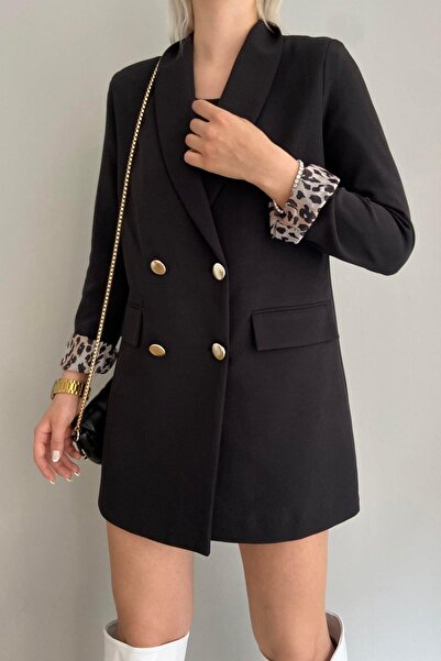 lizge giyim سترة كروفايز مبطنة بالفهد