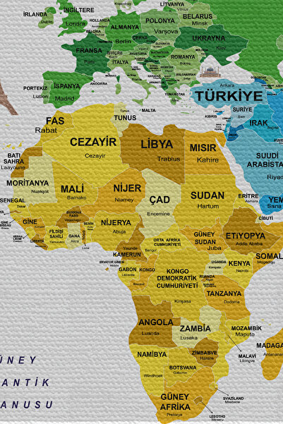 N NOXXO Wall Cover / Carpet Flag Detailed Turkish Current World Map -3968