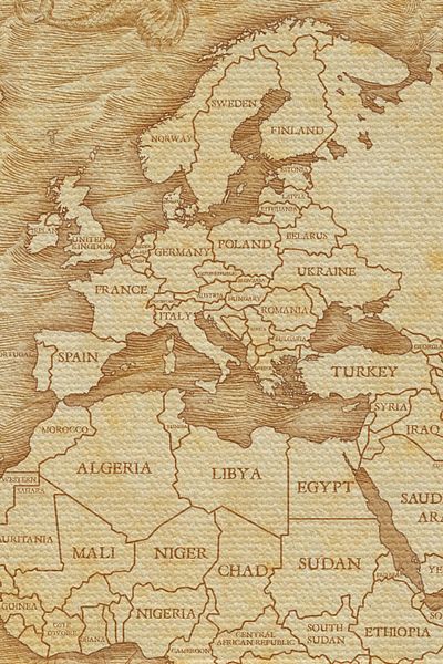 GLOBELUX Vintage World Map Patterned Antique Wall Cover - Canvas Fabric Carpet 4041