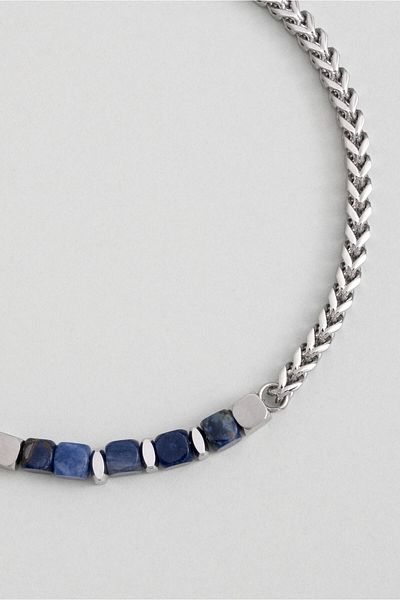 So CHIC... Sodalite Stone 21 cm Steel Chain Men's Bracelet