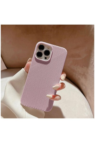 Zebana Apple iPhone 14 Pro Max Compatible Case Zebana Woven Silicone Case Rose Gold