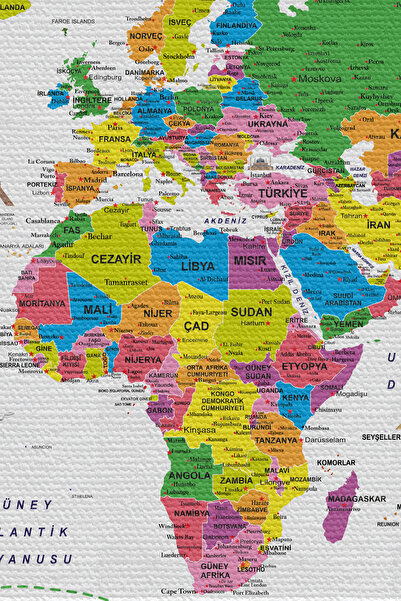 N NOXXO Wall Cover Flag Detailed Turkish Current World Map Canvas Wall Tapestry-4052