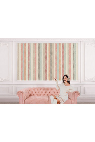 İskandinav Tarzı Minimalist Şık Çizgili Pastel Tonlu Duvar Kağıdı-5505