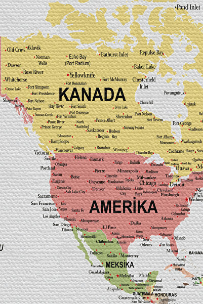 N NOXXO Wall Cover / Carpet Detailed Turkish Current World Map Quality Canvas Fabric-3962